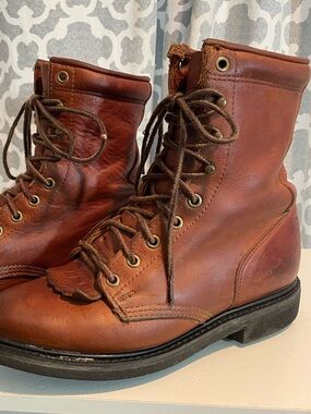 Double H Lady lacer Brown Leather Boots Sz 7.5